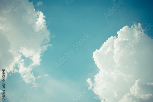 Blue sky cloud   process in vintage style