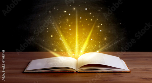 Yellow lights over book