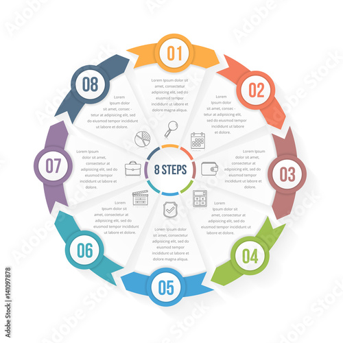 Circle Infographic Template with Eight Elements