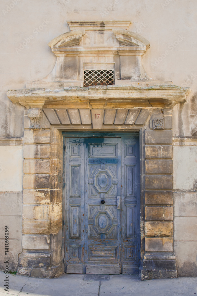 Nimes, France, blue gate in historic center