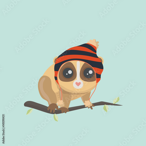 Cute slow loris illustration.