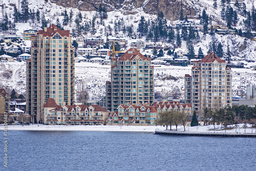 Kelowna Skyline in the winter Okanagan Lake Kelowna British Columbia