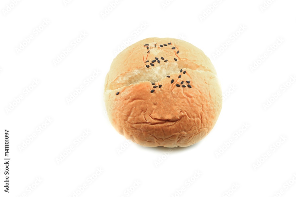 Bread sprinkle black sesame on white background Bread sprinkle black sesame on white background