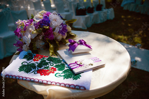 Wedding Decor white and purple shades. photo