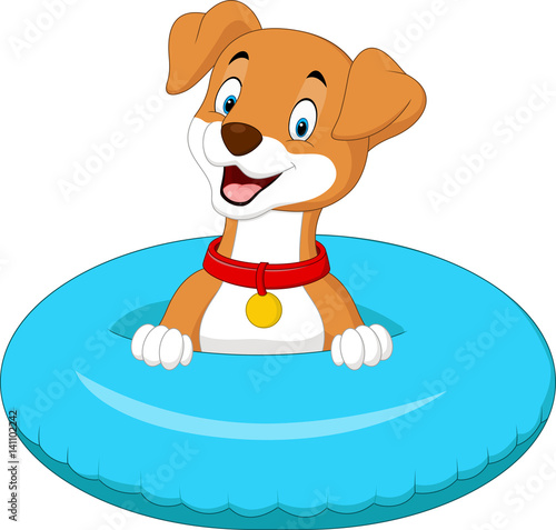 Cartoon dog with inflatable ring