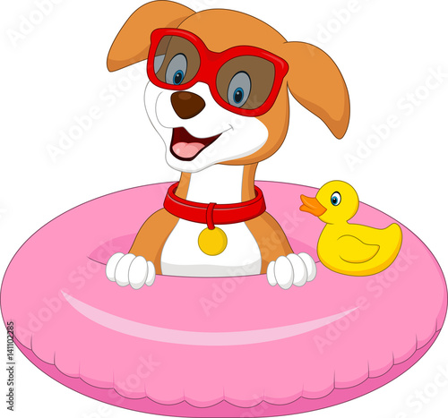 Cartoon dog with inflatable ring