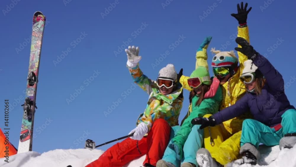 Selfie portrait messaging winter ski skiing snow vacation young Caucasian,outdoor. Slow-motion Selfie portrait messaging winter ski skiing snow vacation young Caucasian,outdoor. Slow-motion