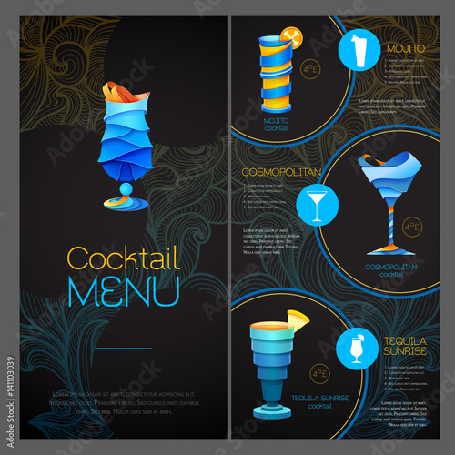 3D cocktail  design. Cocktail Menu design