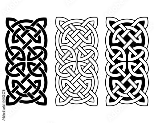 Celtic national ornament interlaced tape. Black ornament isolated on white background.