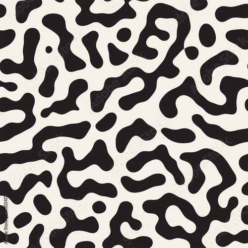 Vector Seamless Grunge Pattern. Black and White Organic Shapes. Messy Spots Texture.