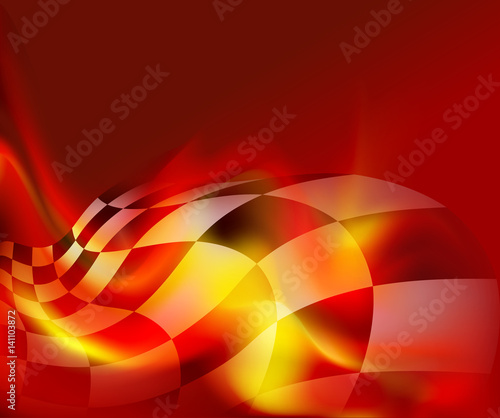 checkered flag background and red flames