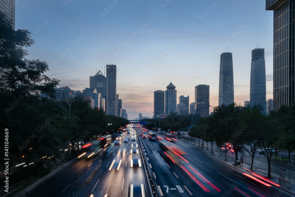 urban traffic with cityscape in Shanghai,China.