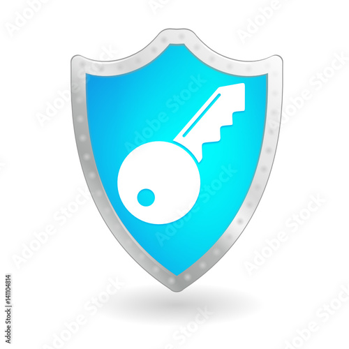 clef sur bouclier bleu