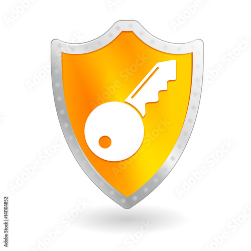 clef sur bouclier orange