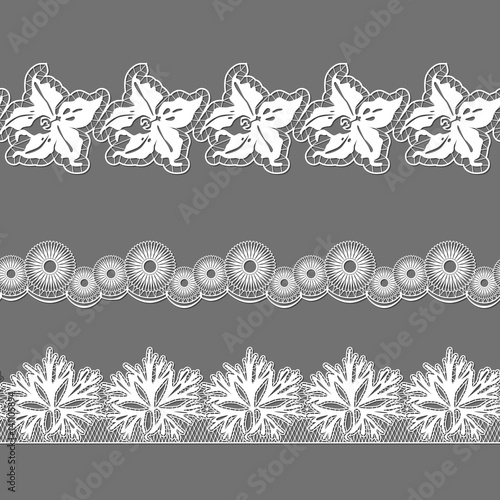 set of ribbons embroidered cutwork