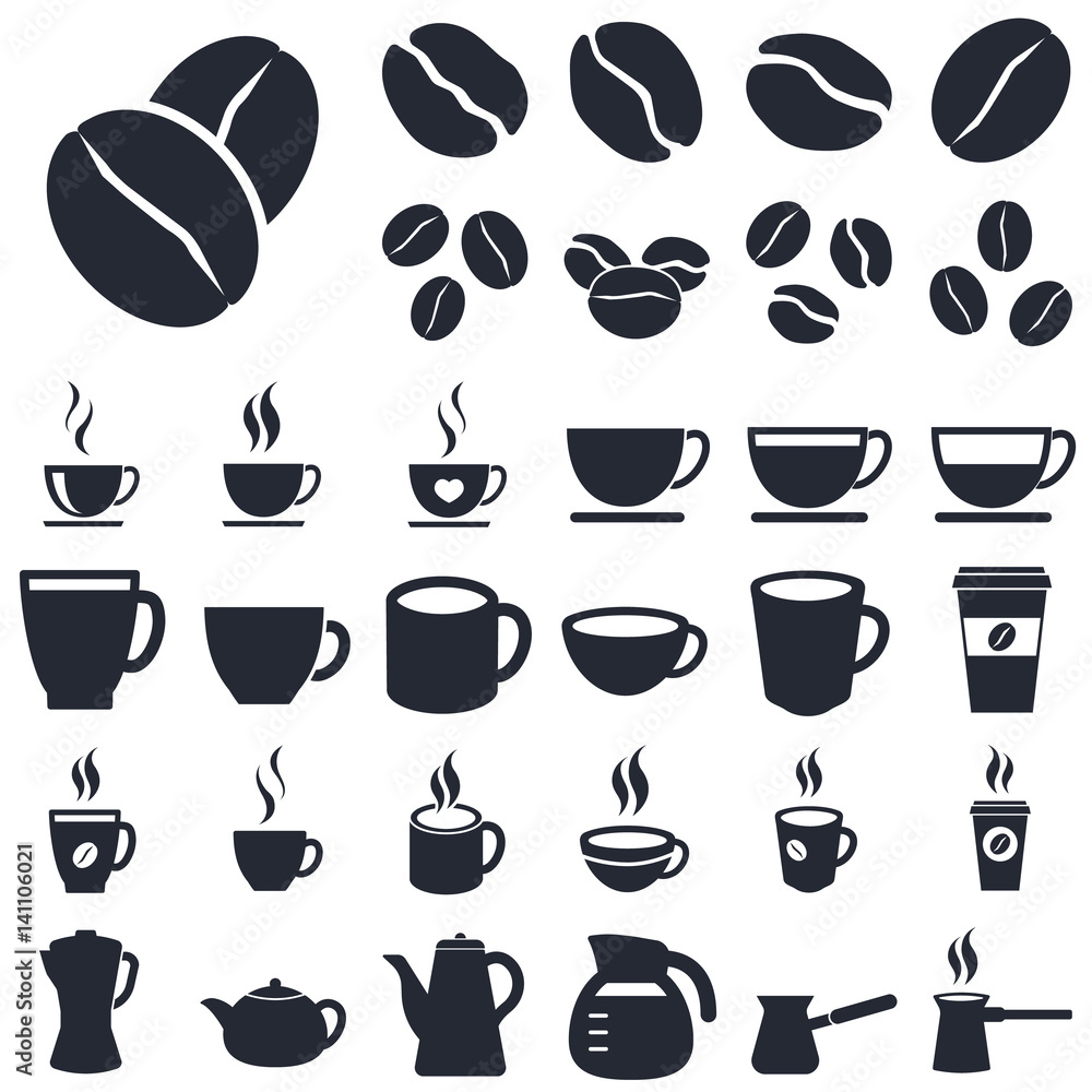 coffee icons set isolated on white background coffee icons set isolated on white background