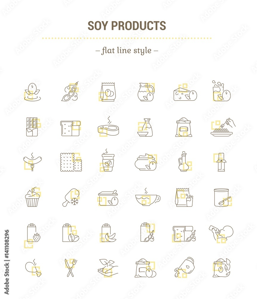 Vector graphic set. Icons in flat, contour, thin, minimal and linear design.Soy products. natural vegetable food..Simple isolated icons.Concept illustration for Web site.Sign, symbol. Vector graphic set. Icons in flat, contour, thin, minimal and linear design.Soy products. natural vegetable food..Simple isolated icons.Concept illustration for Web site.Sign, symbol.