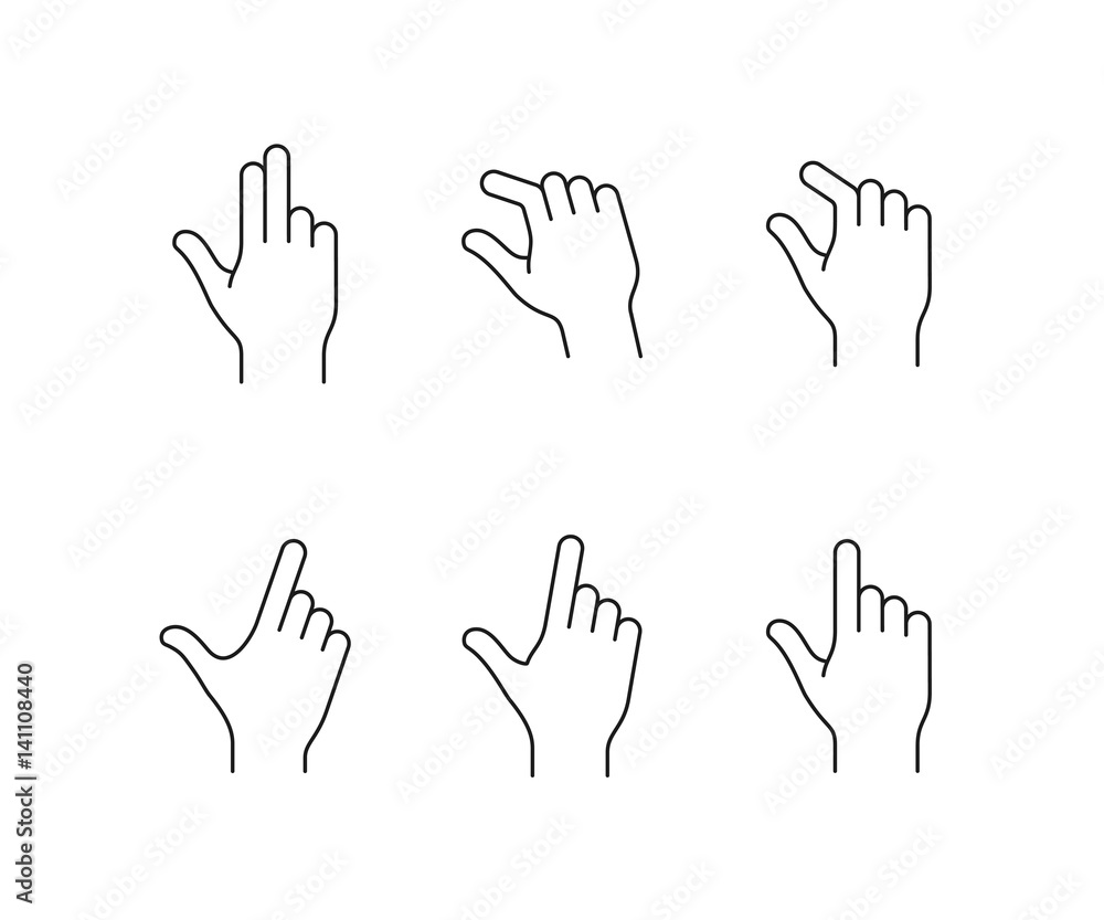Obraz premium Vector gesture icon set. Touch illustration.