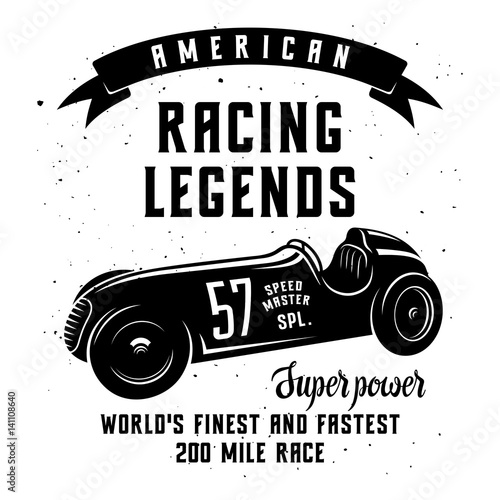 Racing Car t-shirt graphics. Speed Racer Graphic Tee. American car race vintage poster