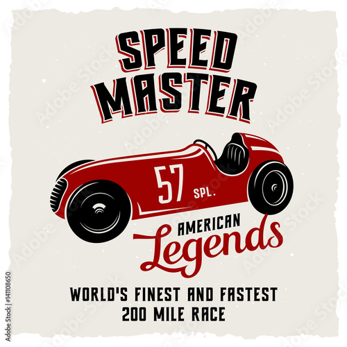 Racing Car t-shirt graphics. Speed Racer Graphic Tee. American car race vintage poster
