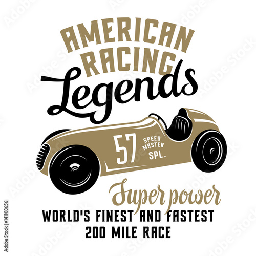 Racing Car t-shirt graphics. Speed Racer Graphic Tee. American car race vintage poster