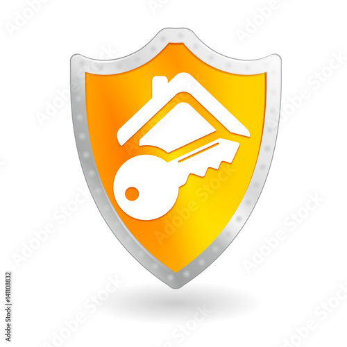 sécurité maison sur bouclier orange