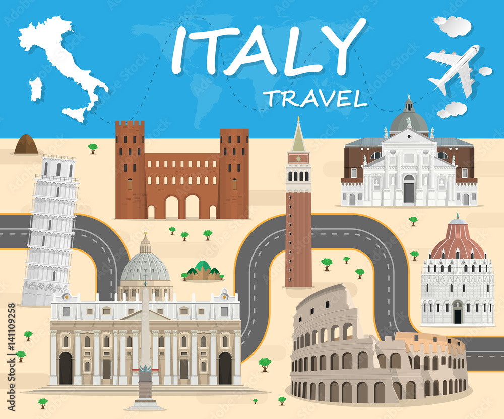 italy Landmark Global Travel And Journey Infographic Vector Design Template. vector illustration.