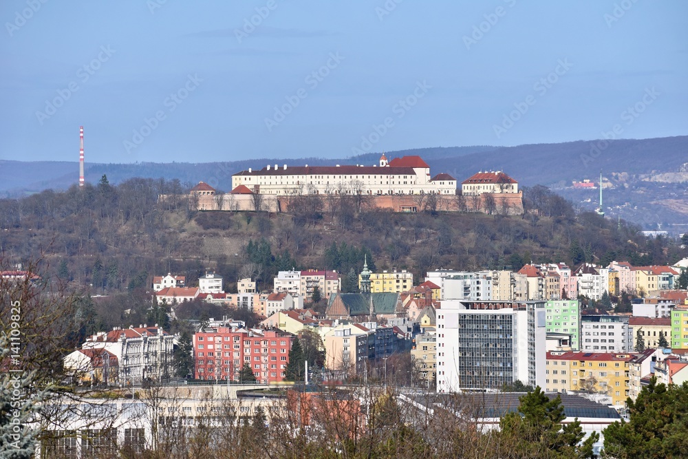 The city of Brno, Czech Republic-Europe. Top view of the city with monuments and roofs. Beautiful old castle - Spilberk
