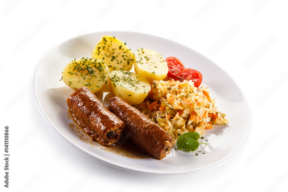 Wrapped pork chop with boiled potatoes Wrapped pork chop with boiled potatoes