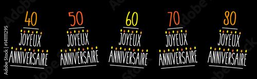 Gâteau "Joyeux anniversaire" / 40, 50, 60, 70 et 80 ans