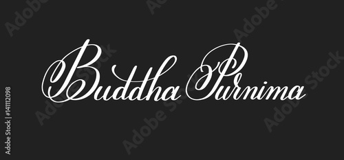 happy Buddha Purnima hand written lettering inscription