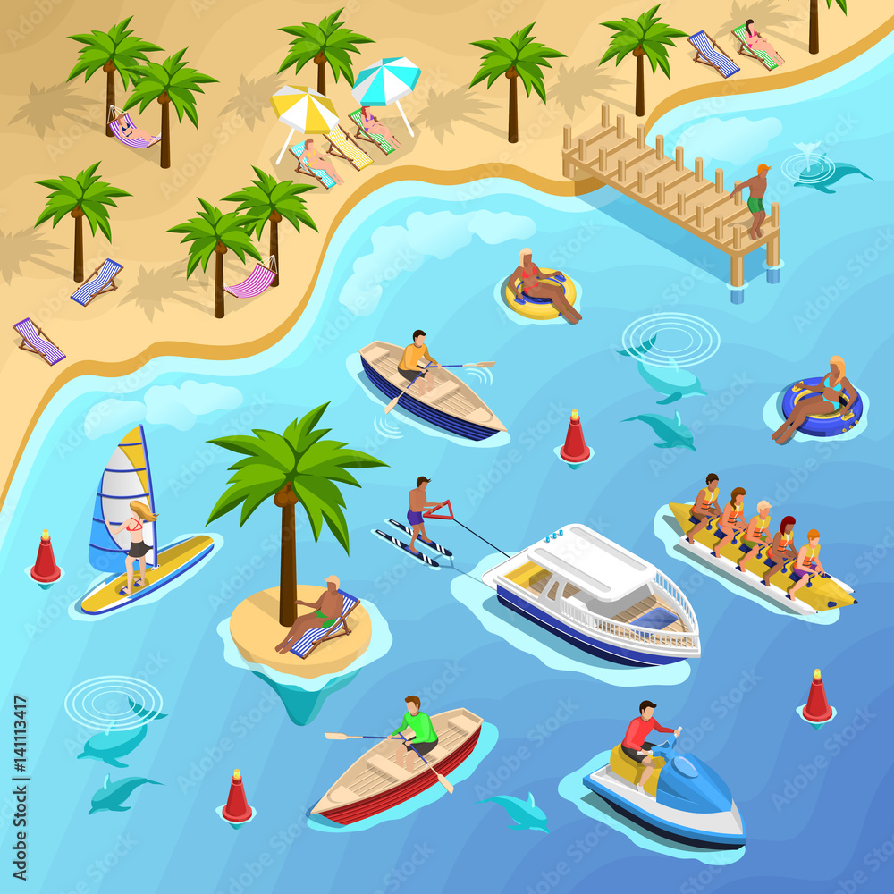 Obraz premium Tropical Beach Boating Background