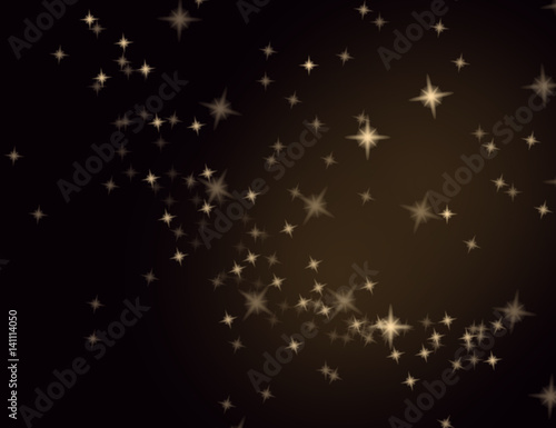 Abstract Sparkling Stars on Golden Holiday Background.