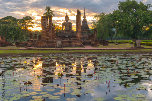 The sun was falling at the Sukhothai Historical Park.