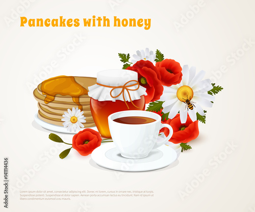 Pancakes With Honey Composition