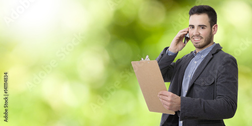 businessman talking on mobile phone photo