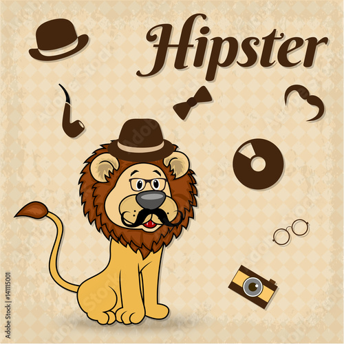 Lion-Hipster With Moustaches