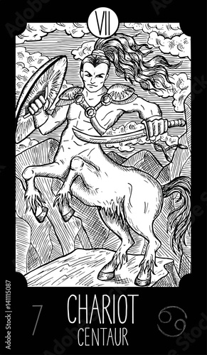 Chariot. Centaur. Tarot card Major Arcana. See all collection in my portfolio