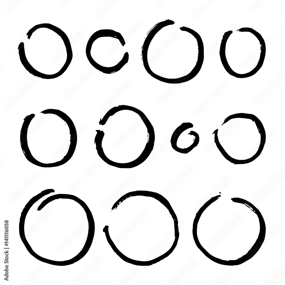 Paint brush circles. Vector paint grunge illustration