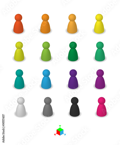 Canvastavla Different leisure game pawn figures, concept for diverse group of people
