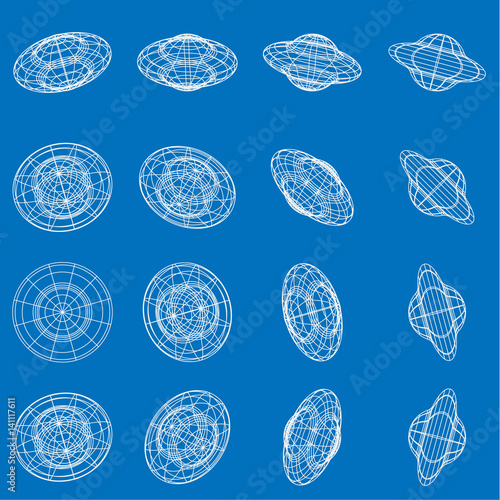 Clutch Disc icon. Vector illustration on Blueprint Background.