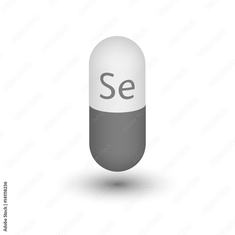 The icon of the mineral Selenium. Capsule pills 3D vector molybdenum mineral and vitamin complex. A healthy lifestyle medical and food additive. Two-color capsules. Design element. The icon of the mineral Selenium. Capsule pills 3D vector molybdenum mineral and vitamin complex. A healthy lifestyle medical and food additive. Two-color capsules. Design element.