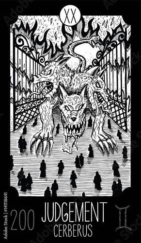 udgement. Cerberus. Tarot card Major Arcana. See all collection in my portfolio