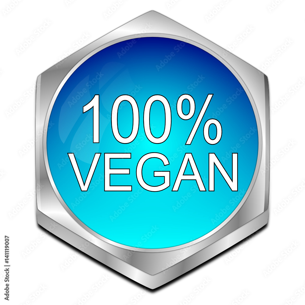 100% Vegan Button - 3D illustration 100% Vegan Button - 3D illustration