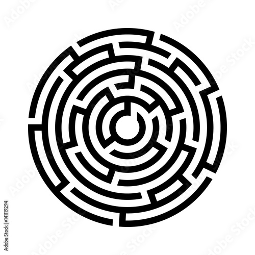 Circle maze icon. Vector illustration.