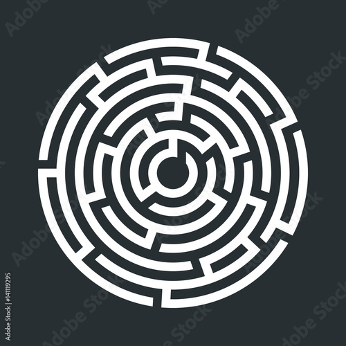 Circle maze icon. Vector illustration.