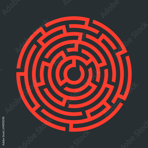 Circle maze icon. Vector illustration.