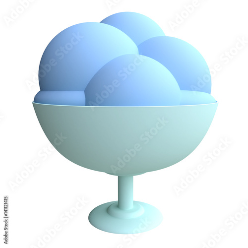 Stylized funny cartoon ice cream. Children clay, plastic or soft toy. 3d illustration.