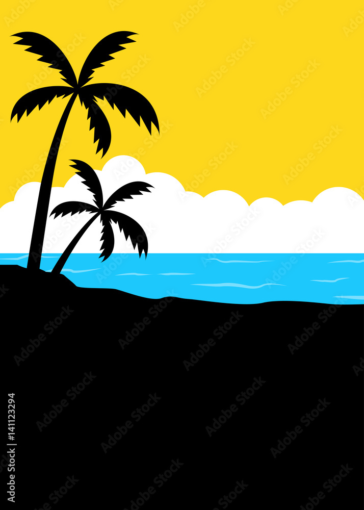Obraz premium Tropical summer beach minimalist poster template
