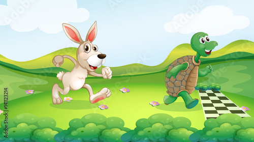 Rabbit and turtle in the race